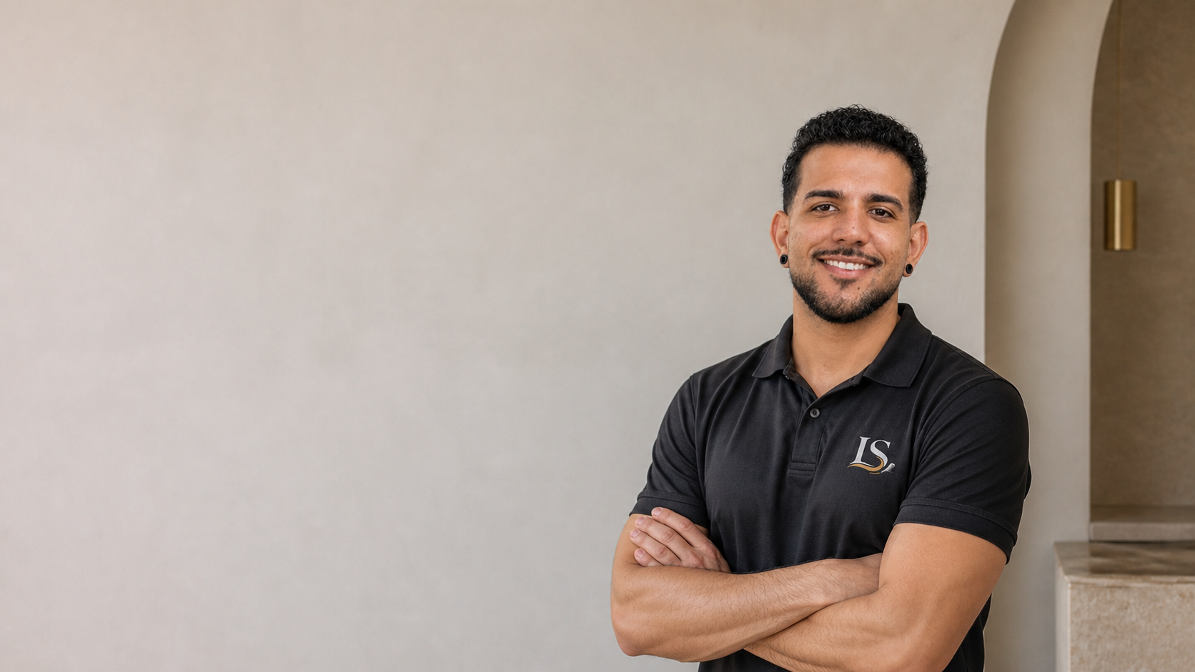 Luan Soares, Owner / Plastering Contractor at LS Plastering & Finishes, in a finished plastered interior