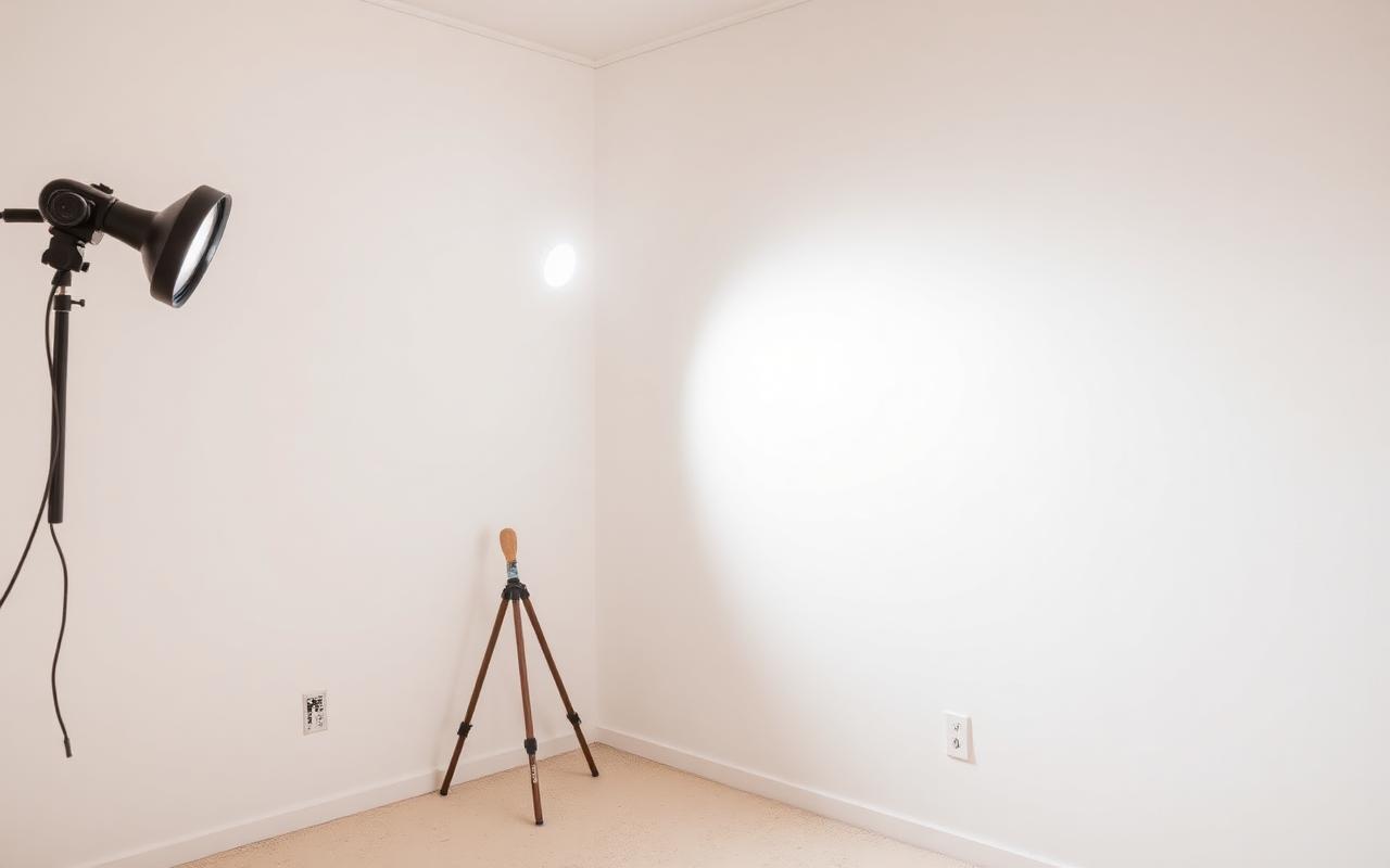 Work light raking across a smooth finished drywall wall